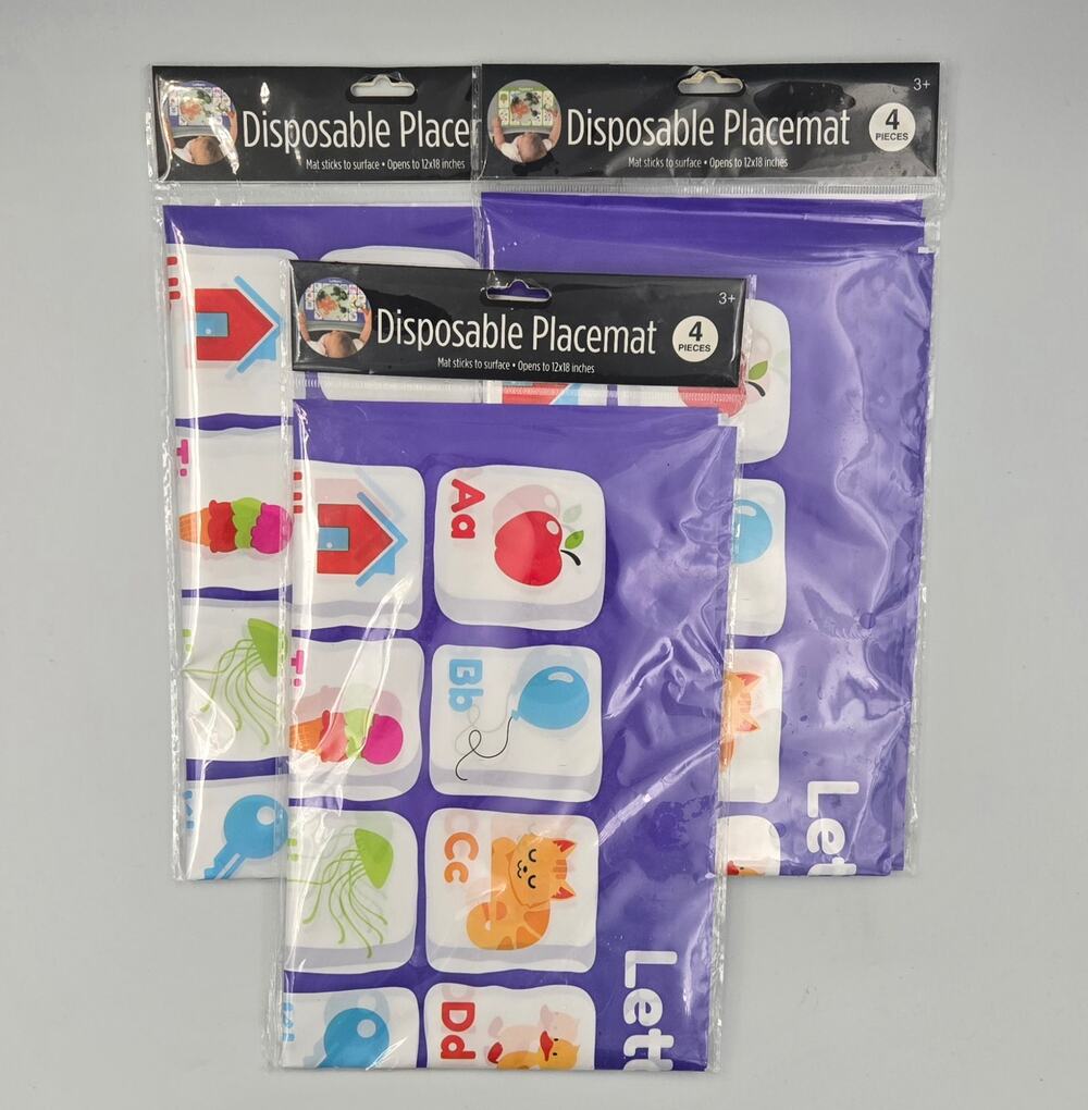 Orbit Innovations Disposable Placemats Kids Alphabet/Numbers 12x18” 4-Pack New